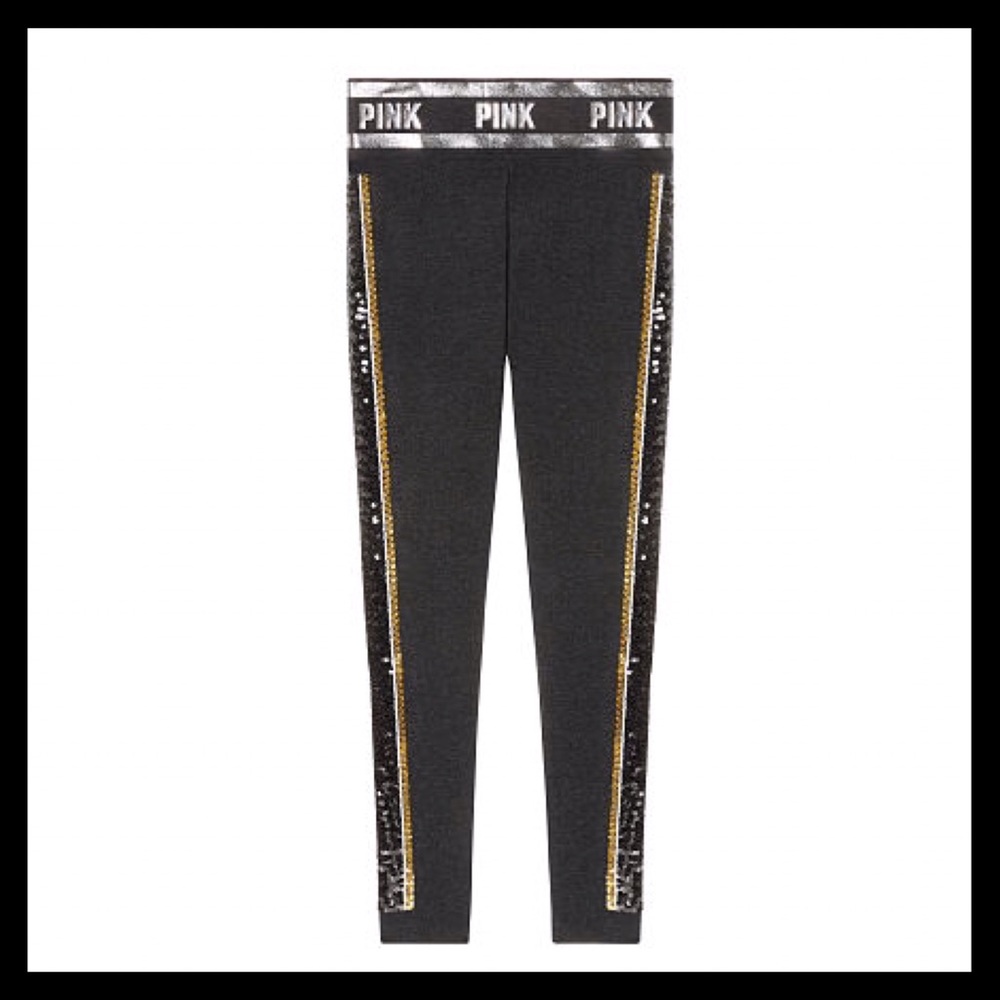 PINK VICTORIA’S SECRET BLING COTTON YOGA LEGGING - Picture 2 of 4